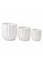Modern Ceramic Flower Pot Set of 3 Matte White Geometric Planter Pots with Drainage Holes for Indoor Plants, Succulents & Home Decor