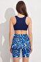 Women's Cobalt Blue Patterned Cycling Sports Tights Nj165 - 3