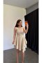 Beaded Flounce Dress Beige - 3