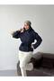 High Collar Zr Model Lined Short Trench Coat with Windbreaker Detail on the Back and Belt - 6