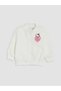 White hello kitty printed girl's zippered sweatshirt