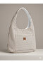 Striped Canvas Saddlebag Shoulder Bag, Striped Casual Bag with Pockets, Beach Bag - 2