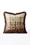 Batik Patterned Fringed Throw Pillow Cover - Cream Sofa Cushion Cover with Brown Tassels - 2