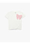 Cotton Asymmetrical Crew Neck Cutout Bow Detailed Short Sleeve T-Shirt
