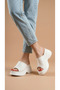 High Platform Wedge Heel Single Large Stripe Skin Summer Women's Slippers Sandals Shoes - 5