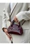 Ezzybliss Women's Burgundy Mini Shiny Belt Detailed Strap Shoulder Bag