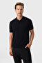 Regular Fit Buttoned Black Polo Neck T-Shirt - 2