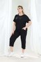 Women's Short-Sleeved Capri T-Shirt with Lycra Stone Detail Viscose Combed Cotton Set - 6