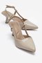 Champagne-Colored High-Heeled Open-Back Sandals Bej Yanki̇