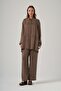 1040 Detailed Silk Cupra Suit with Pile Detail Mink