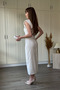 Padded and Stoned Midi White Dress with Slits - 7