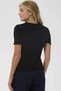 Organic Cotton Black Women's Ribbed T-Shirt with Stitching Detail - 3