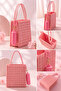 Pink Women's Handbag, Pyramid Model Tpu Tote Bag, with Lipstick Container - 8