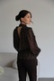 Tied Detailed Padded Polka Dot Transparent Blouse - 4