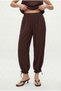 Women's Globo Beaded Halter Blouse Elastic Waist Baggy Trousers Woven Brown Bottom Top Set - 5