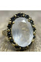 Bronze Women Ring Authentic Copper Jewelry White Cat's Eye Oval Adjustable Vintage - 6