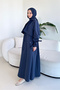 Lyon Drawstring Waist Trench Coat - Navy Blue - 3