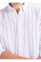 White Men's Buttoned Tailored Fit Striped Shirt Ace201262204 - 4