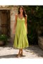 Light Green Color Thin Straps V-Neck Cut Italian Linen Dress - 3
