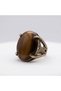 Bronze Vintage Women's Ring Authentic Copper Jewelry Big Brown Stone Oval Adjustable - 2