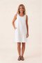 White 100% Cotton Muslin Fabric Pocketed Knee-Length Women's Dress |   Sweat-Proof Comfortable Cut Sleeveless Tiril Tiril Summer Vacation Dress - 2