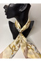 Chain Rope and Rose Patterned Double-Sided Scarf with Gold Ring Detail (70X70 cm) - 3