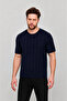 Men's Trend Short Sleeve Striped Casual Navy Blue Knitwear T-Shirt - 3