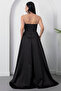 Strapless Neckline Rhinestone Straps Ruffle Satin Dress Drp582 - 8