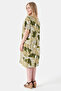 40292 Green Striped Detailled Organic Cotton Mixed Patterned Dress - 3