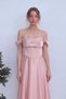 Women's Princess Model Off-Shoulder Corseted Stone Detailed Long Satin Dress Black, Pink, Red, Khaki, White, Beige, Baby Blue - 4