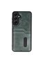 Samsung Galaxy A26 Compatible Case Sara Leather Case with Business Card Holder - Dark Green - 4
