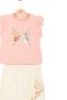 Nk girl's butterfly print outfit set, ages 4-8, cream-pink - 2