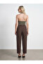 72703 Double-Breasted Trousers with Waist Detail - Brown - 2