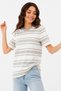 Women's 100% Cotton Gray Striped Crew Neck T-Shirt - 3