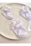 3-Piece White Decorated Baby Socks with Square Stones and Laser-Cut Roses - 2
