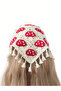 Cute Mushroom Pattern Knitted Triangle Bandana - Summer Beach Vacation Perforated Mesh Hair Bandana - 6
