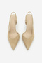 Women's Stiletto Pointed Toe Open Back V-Neck Strap Thin Heeled Shoes Esvin Beige Suede - 6