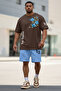 Men's Oversize Floral Printed 100% Cotton Crew Neck T-Shirt Shorts Summer Set - 5