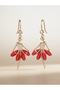 Gold Red Ballerina Design Earrings Nickel-Free Evening Elegance Summer Combination - 2
