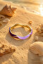 Mineli Purple Gold Tone Cuffed Steel Bracelet - 2