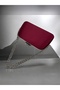 Burgundy Satin Chain Strap Shoulder Evening Dress Bag - 3