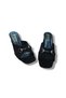 Women's Black Suede Buckled Thick-Heeled Slippers - 5