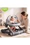 2 in 1 Baby Walker with Push Handle, Music Toy & Food Tray, Height Adjustable, Foldable (Dark Grey) - 2