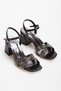 Women's 6 cm Thick Heeled Stoned Open-Front Evening Dress Shoes and Bag Set - 2