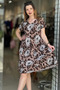 Women's Patterned Short Sleeve V-Neck Dress - 2