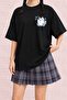 Women's Cute Summer Cat Printed Oversize Crew Neck Cotton Casual Combed Cotton T-Shirt - 2