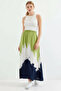 Women's Patterned Viscose Green Skirt