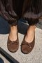 Megy Women's Brown Genuine Leather Suede Flat Shoes - 6