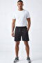 Men's Black Breathable Quick-Drying Zipper Pocket Detailed Back-Pleated Shorts Patterned Fabric - 4