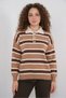Women's Polo Collar Striped Knitwear Mink Sweater